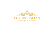 Logo Luxury Caftan Paris doré avec motif oriental élégant pour boutique de caftans marocains haut de gamme